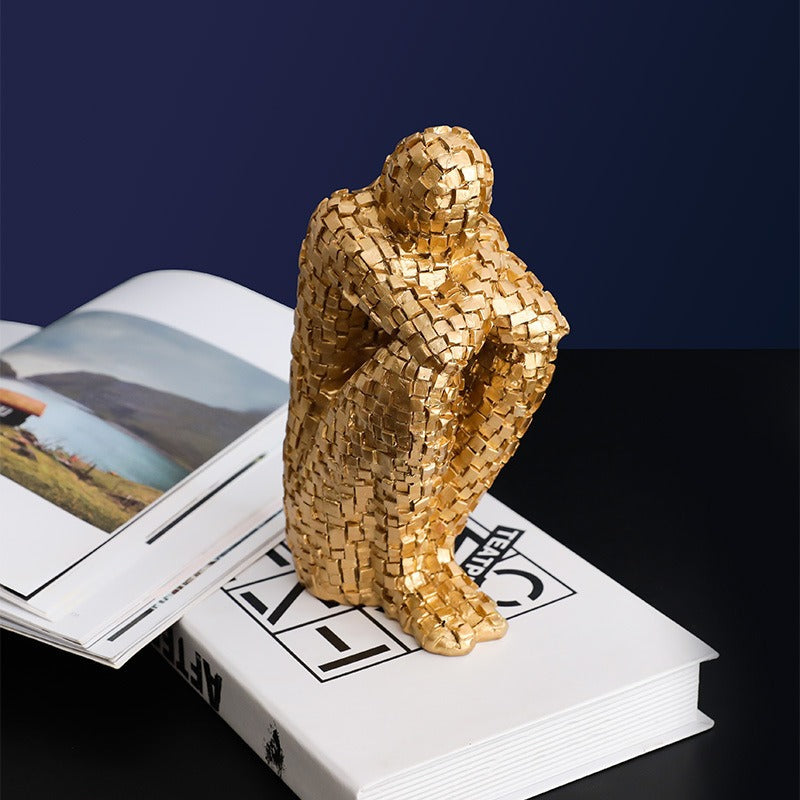 Mosaic Ceramic Figure Ornament for Artistic Shelves