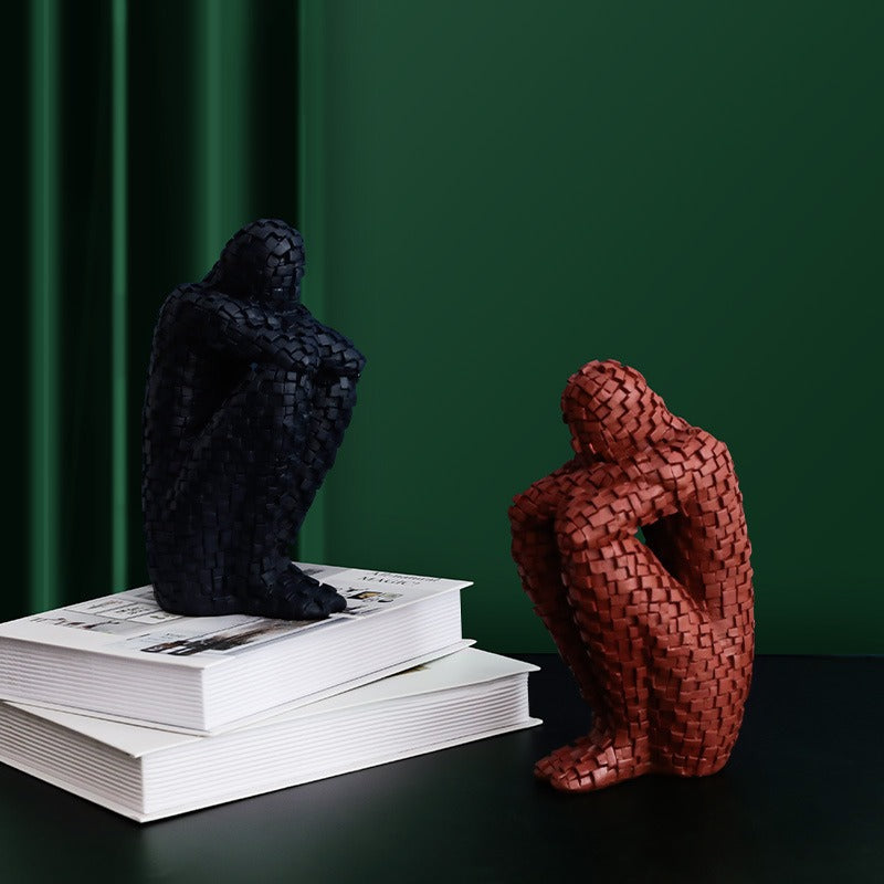 Mosaic Ceramic Figure Ornament for Artistic Shelves