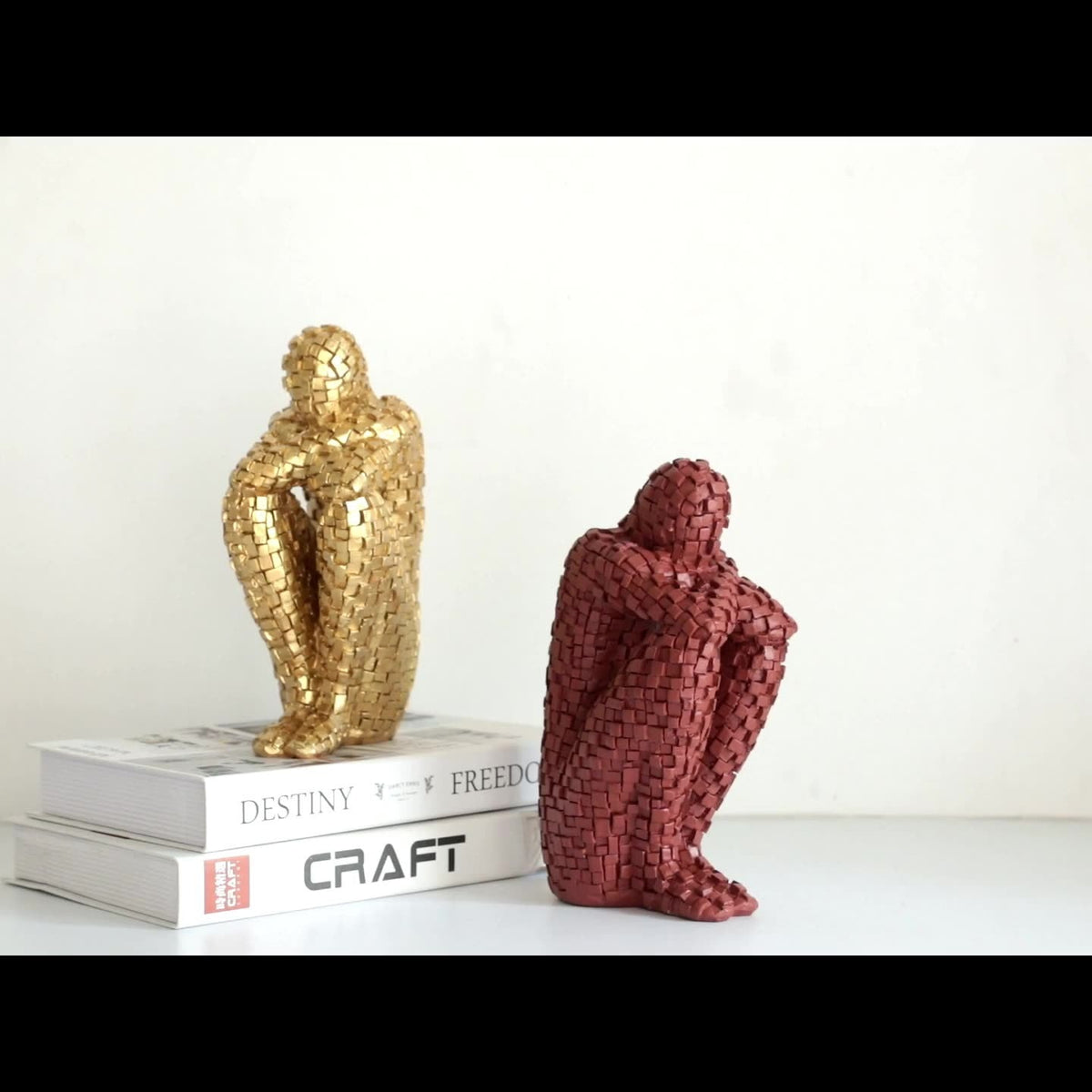 Mosaic Ceramic Figure Ornament for Artistic Shelves