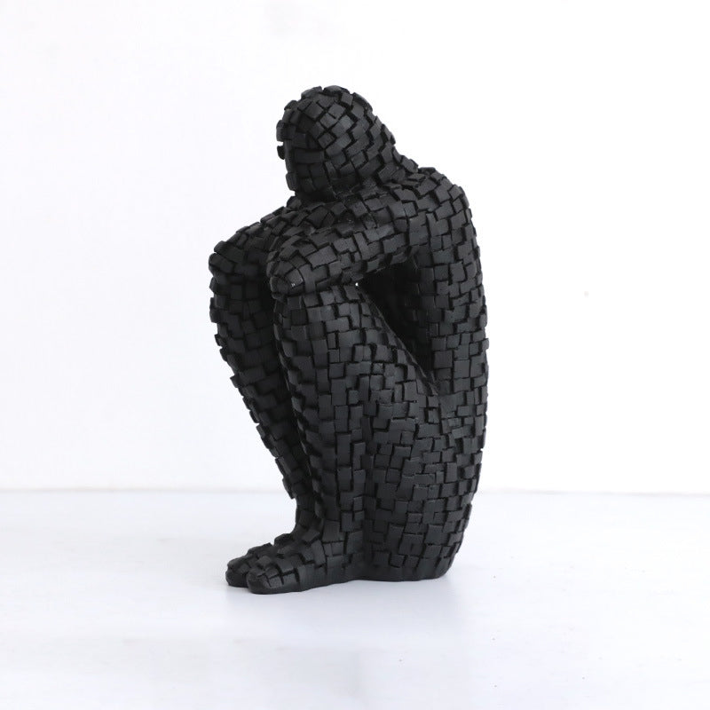 Mosaic Ceramic Figure Ornament for Artistic Shelves