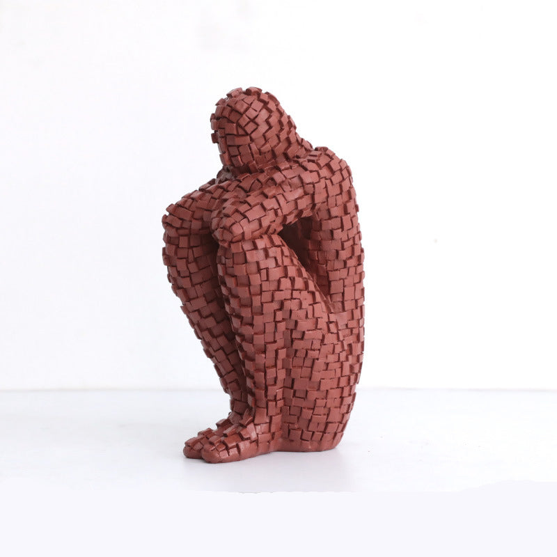 Mosaic Ceramic Figure Ornament for Artistic Shelves