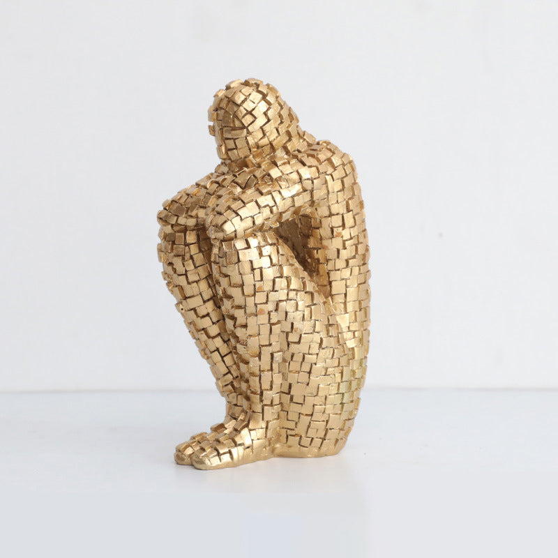 Mosaic Ceramic Figure Ornament for Artistic Shelves