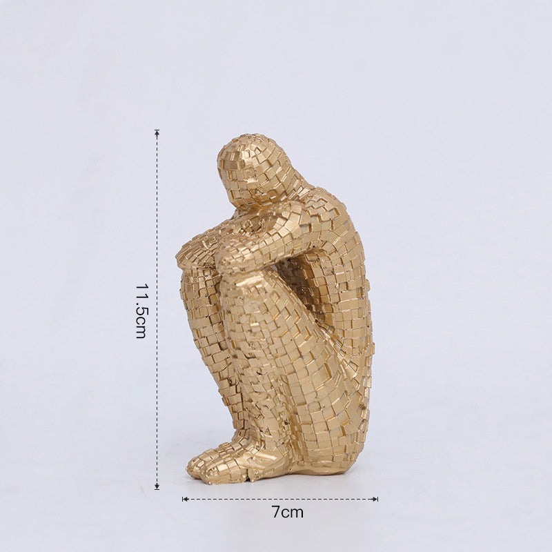 Mosaic Ceramic Figure Ornament for Artistic Shelves