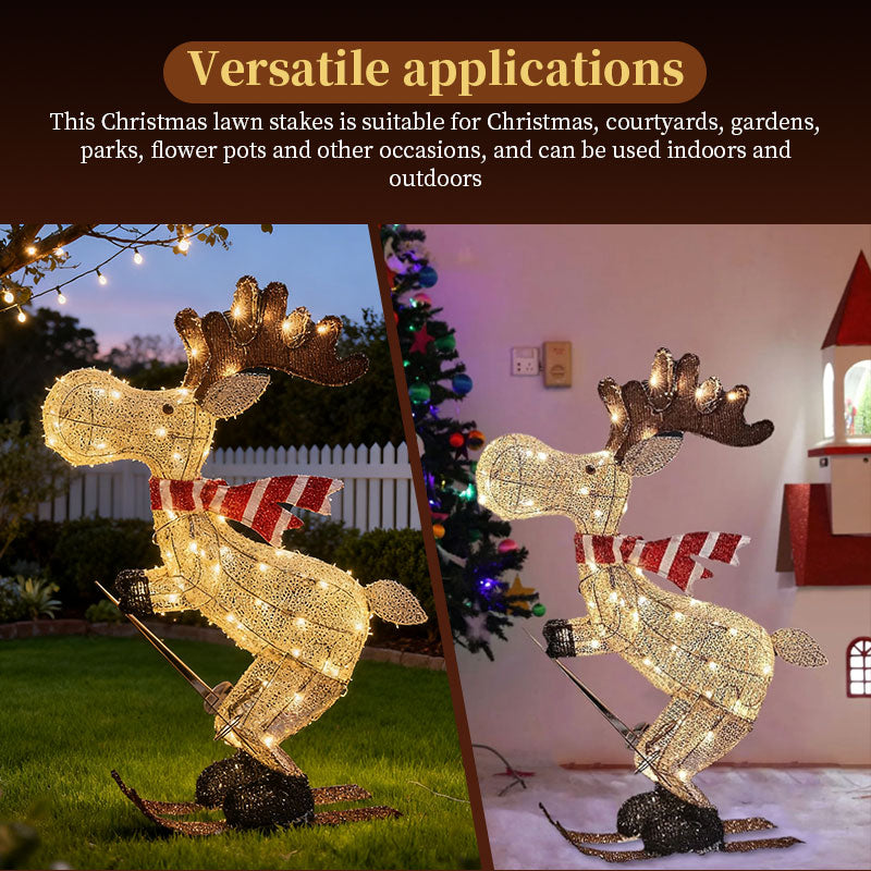 Lighted Skiing Reindeer Ornament for Festive Yards