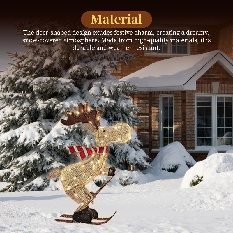 Lighted Skiing Reindeer Ornament for Festive Yards