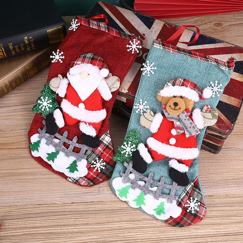 Linen Christmas Stocking for Festive Gift Giving Decor