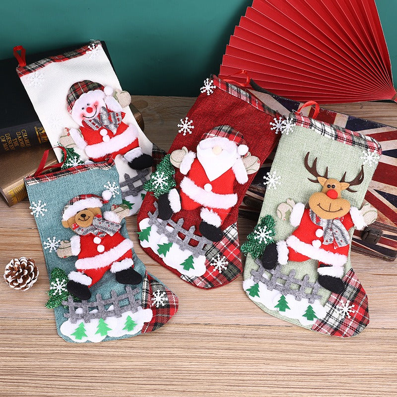 Linen Christmas Stocking for Festive Gift Giving Decor