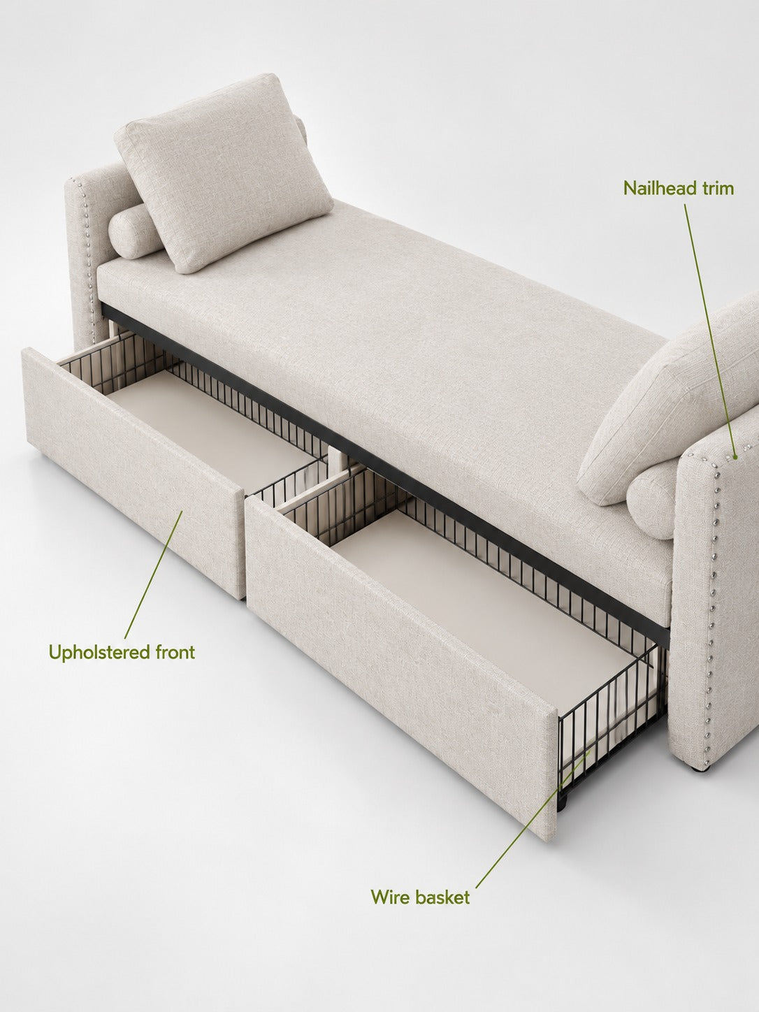 Linen Sofa Bed with Storage Drawers for Small Spaces