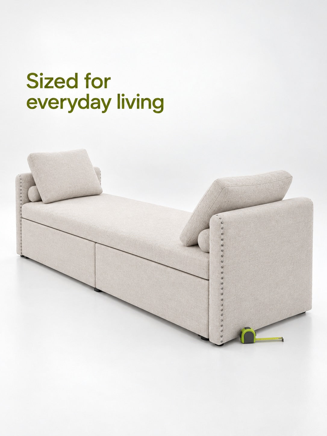Linen Sofa Bed with Storage Drawers for Small Spaces