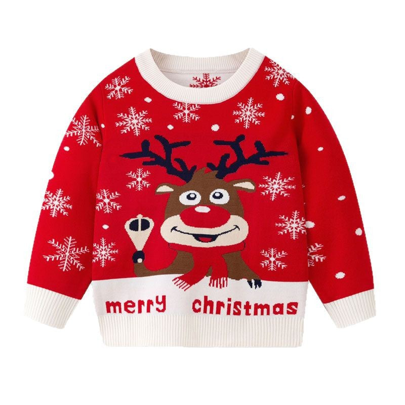 Baby Christmas Knit Sweater With Reindeer Holiday Cheer