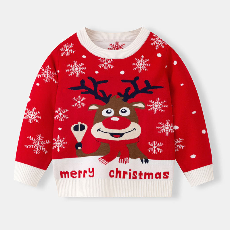 Baby Christmas Knit Sweater With Reindeer Holiday Cheer