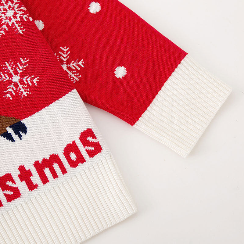 Baby Christmas Knit Sweater With Reindeer Holiday Cheer