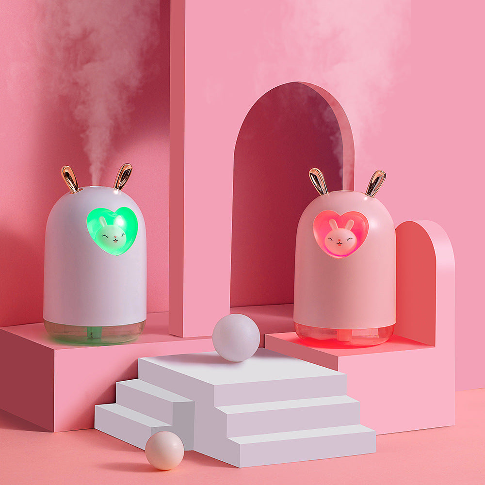 Bunny Humidifier with Heart Night Light for Bedroom