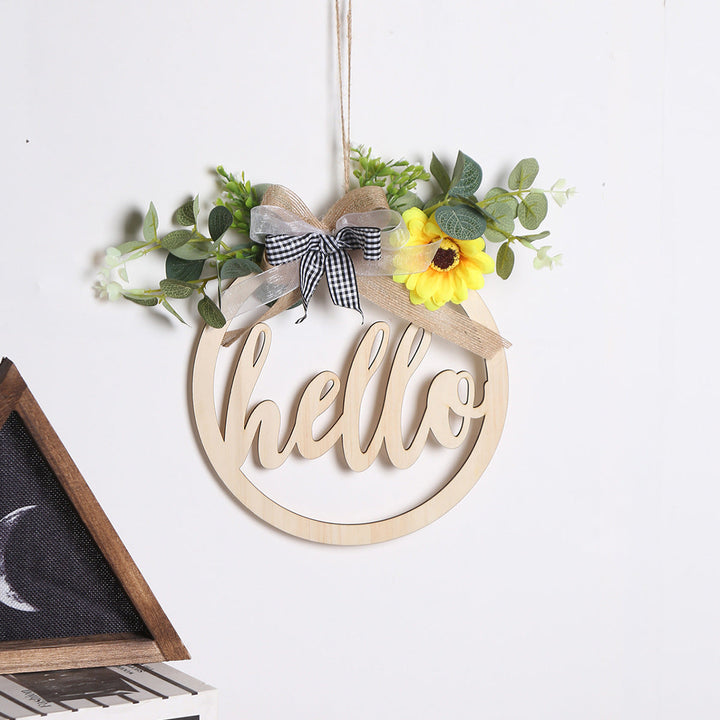 Farmhouse Wood Welcome Sign with Floral Wall Accent
