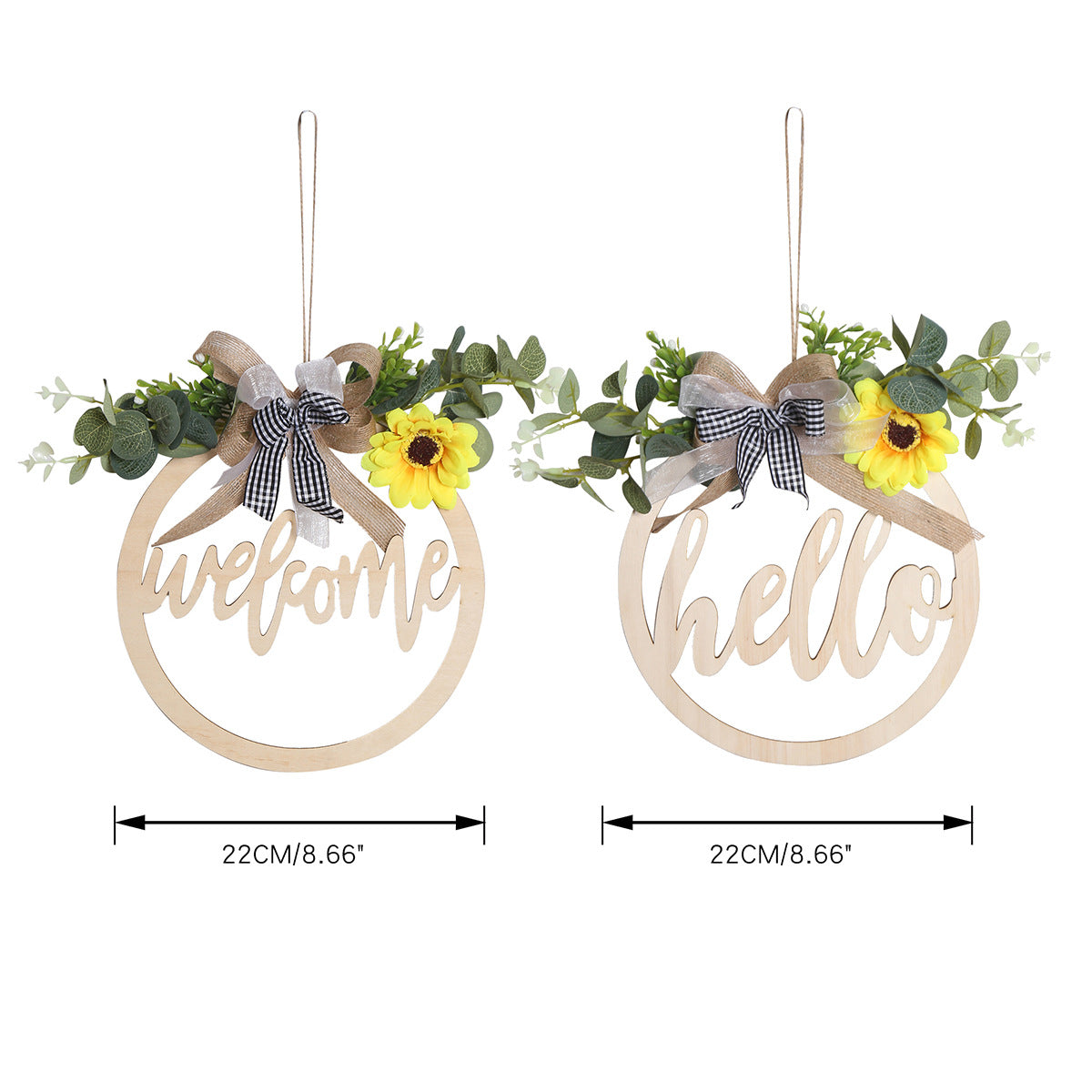 Farmhouse Wood Welcome Sign with Floral Wall Accent