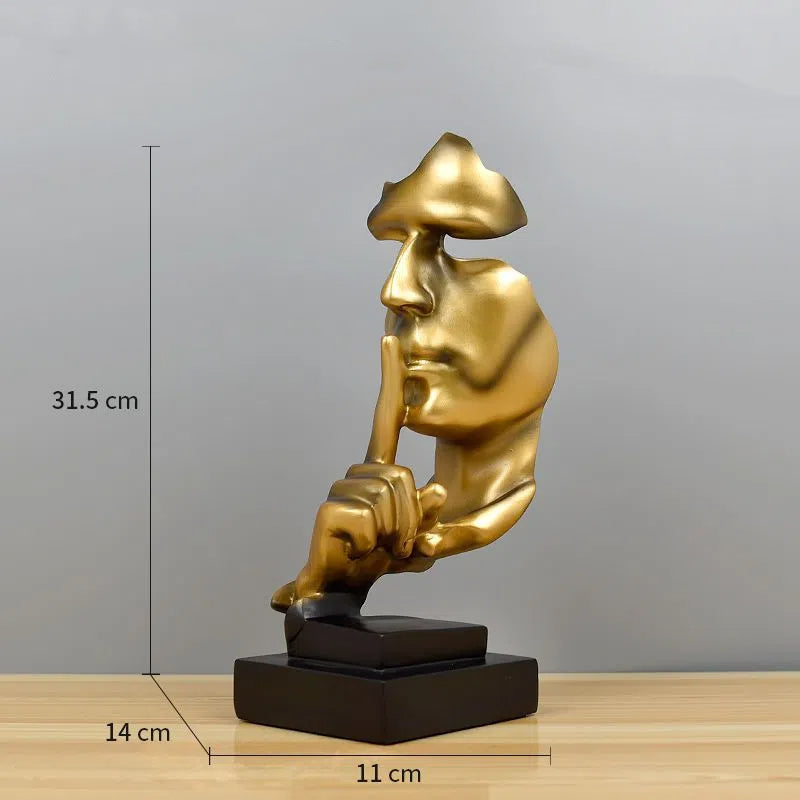 Gold Face Sculpture for Wine Cabinet and Living Room Decor