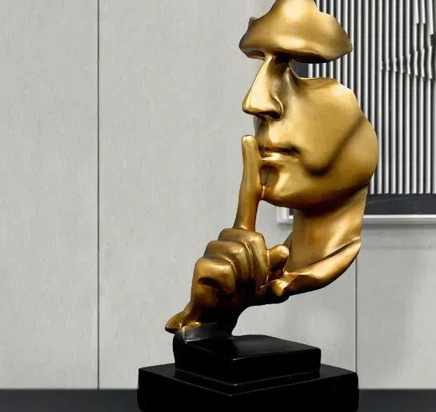 Gold Face Sculpture for Wine Cabinet and Living Room Decor