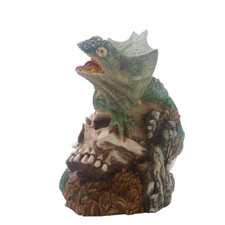 Lizard Skull Resin Sculpture for Fantasy Shelf Decor
