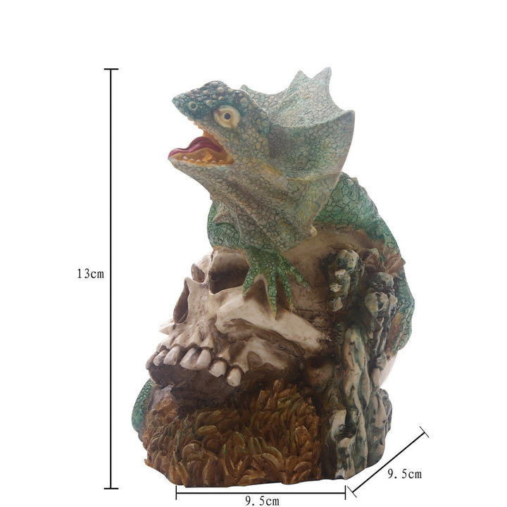 Lizard Skull Resin Sculpture for Fantasy Shelf Decor