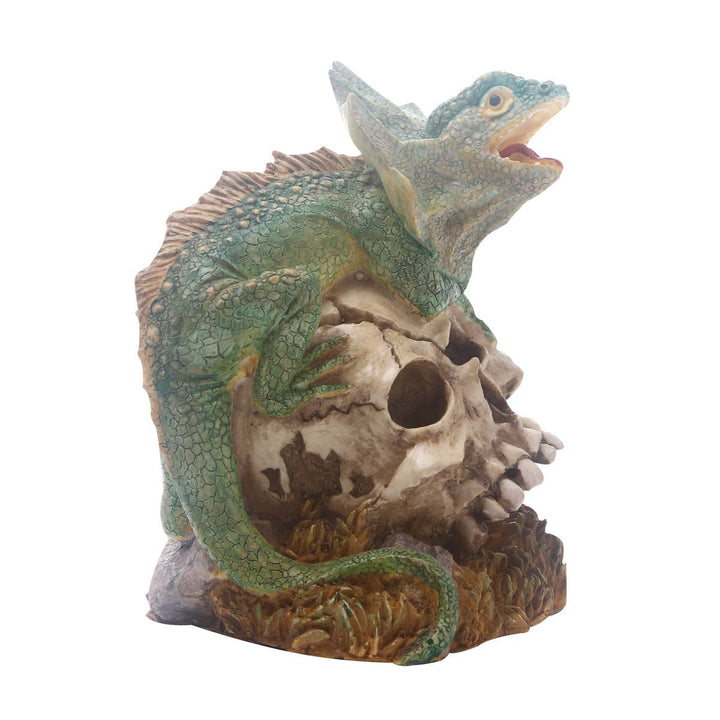 Lizard Skull Resin Sculpture for Fantasy Shelf Decor