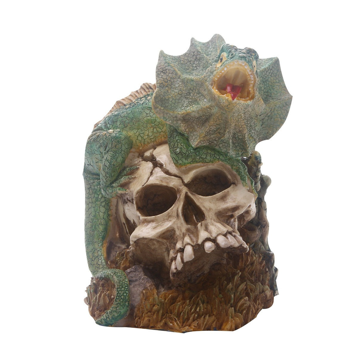 Lizard Skull Resin Sculpture for Fantasy Shelf Decor