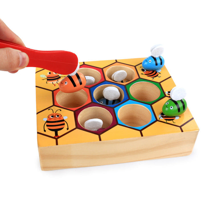Wooden Bee Fine-Motor Game for Preschool Learning