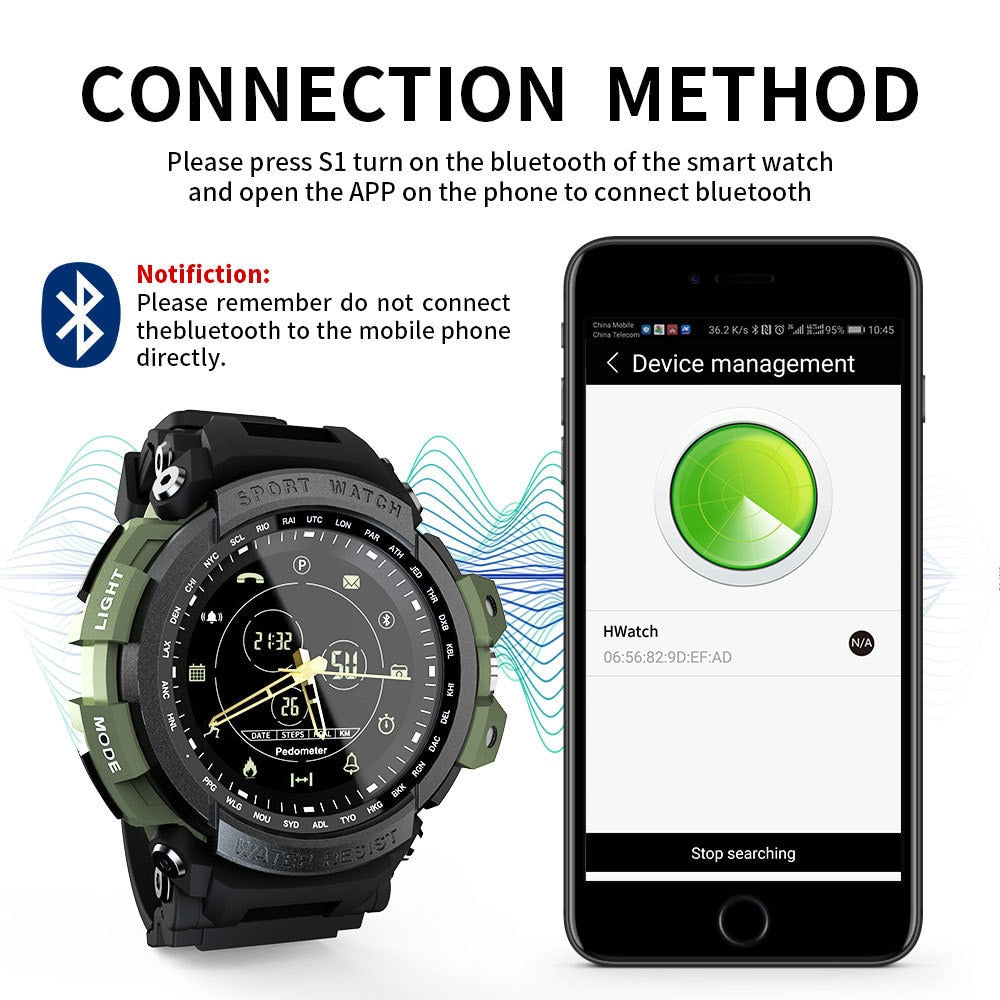 Sport Smartwatch: 5ATM Waterproof, Step & Call Alerts
