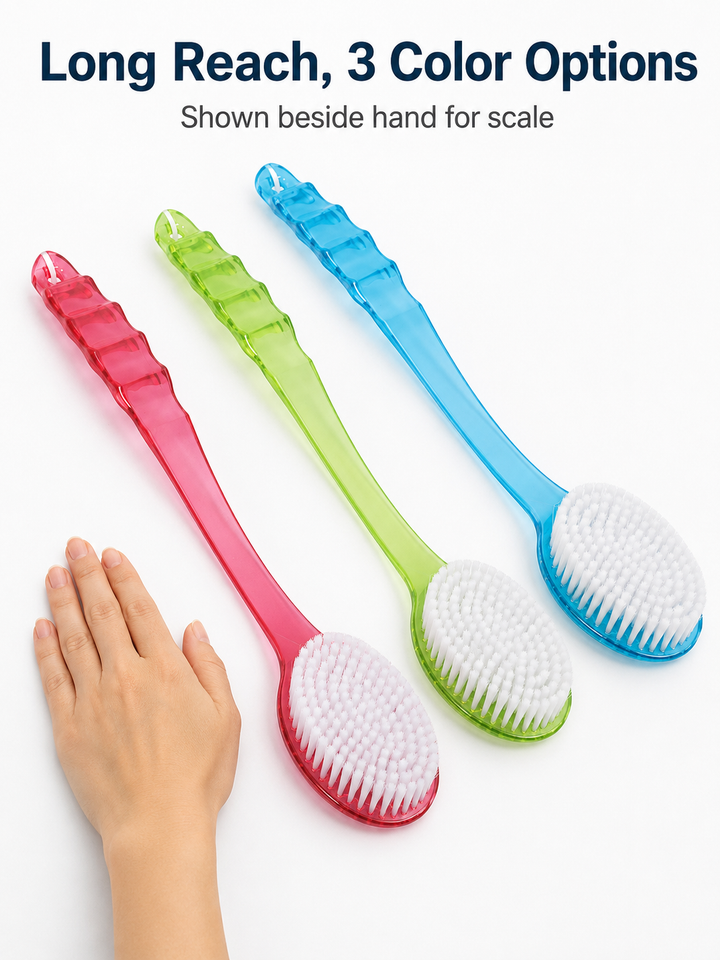 Long Handle Back Scrubber Brush — Soft Bristle Bath Brush