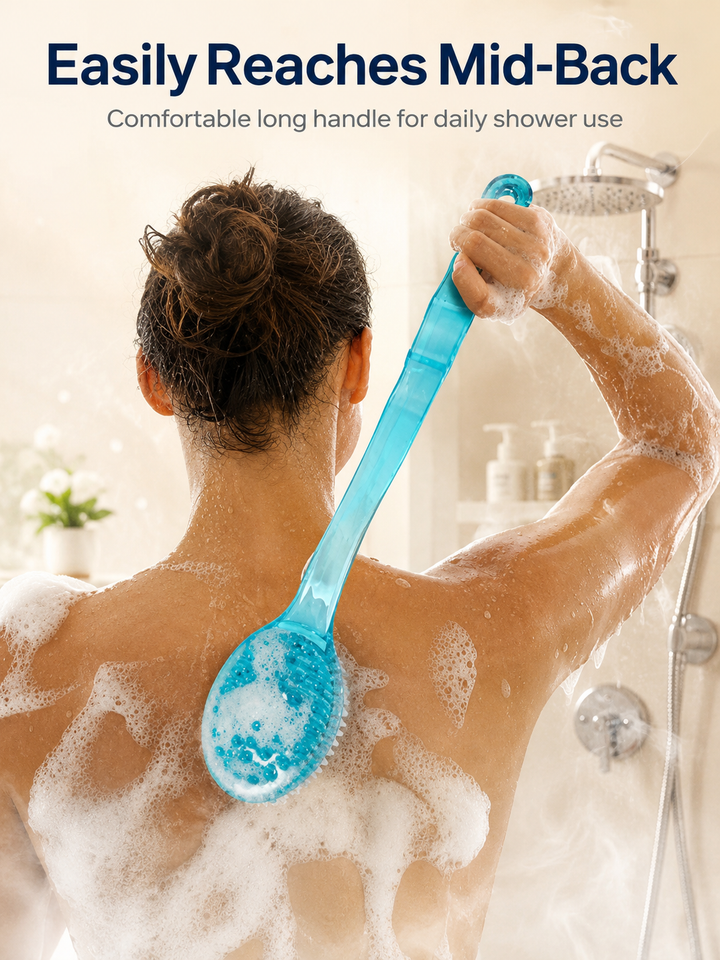 Long Handle Back Scrubber Brush — Soft Bristle Bath Brush