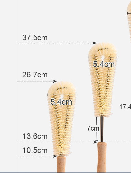 Long Handle Bottle Brush Set with Wood Handle and Hook
