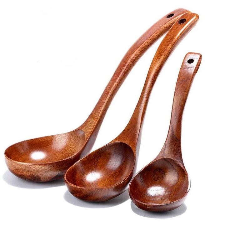 Long Handled Wooden Soup Spoon for Hot Pot Cooking