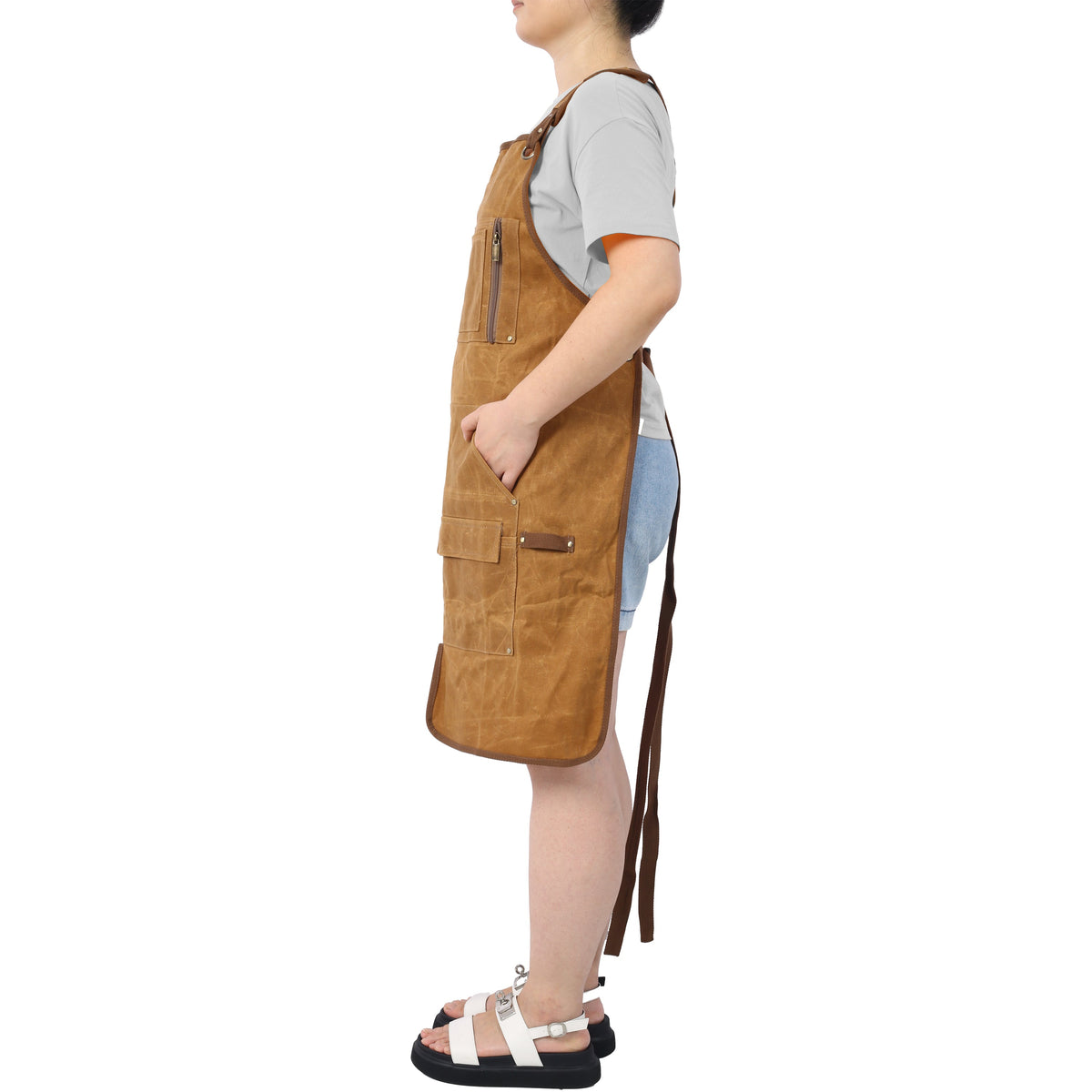 Heavy-Duty Waxed Canvas Carpenter Apron with Tool Pockets