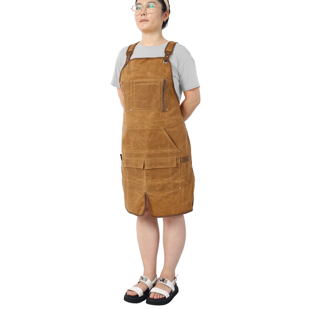 Heavy-Duty Waxed Canvas Carpenter Apron with Tool Pockets