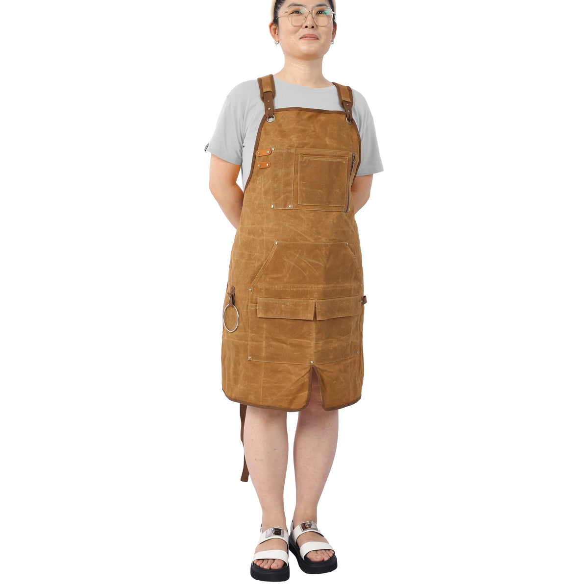 Heavy-Duty Waxed Canvas Carpenter Apron with Tool Pockets