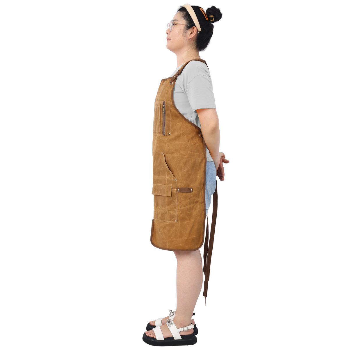 Heavy-Duty Waxed Canvas Carpenter Apron with Tool Pockets