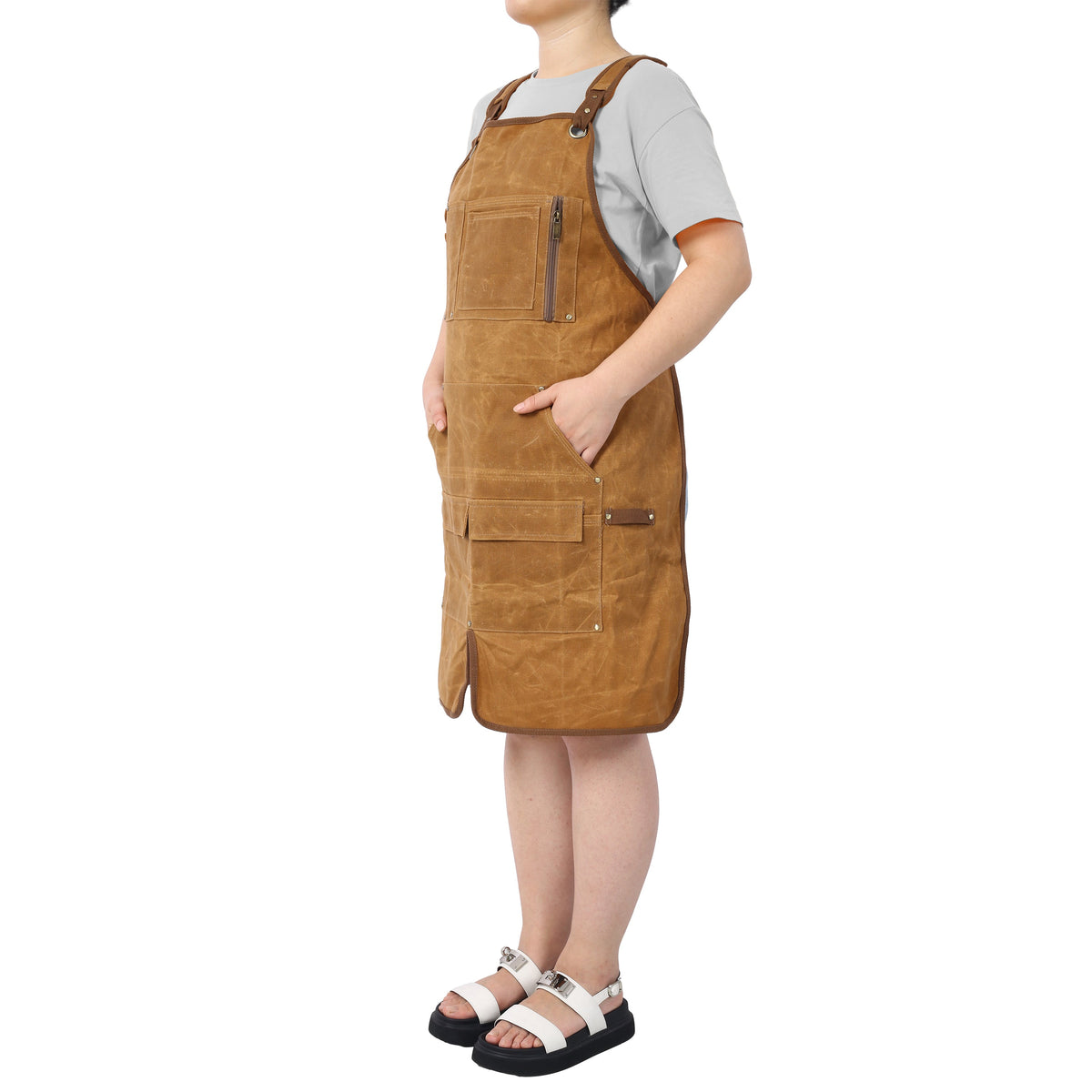 Heavy-Duty Waxed Canvas Carpenter Apron with Tool Pockets