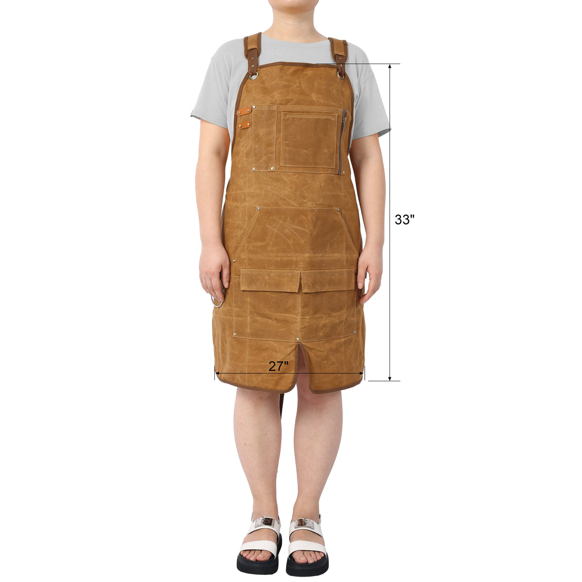 Heavy-Duty Waxed Canvas Carpenter Apron with Tool Pockets