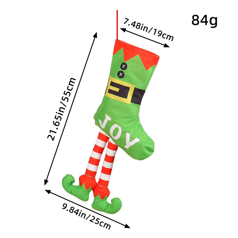 Long-Leg Elf Christmas Stocking Decoration Display