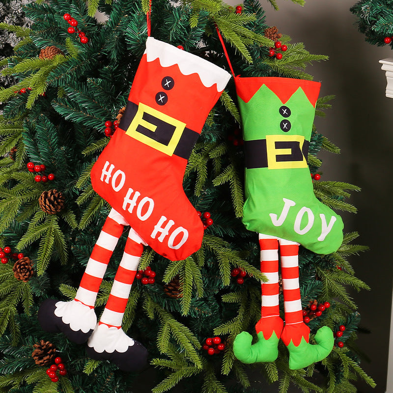 Long-Legged Elf Christmas Stockings for Playful Decor