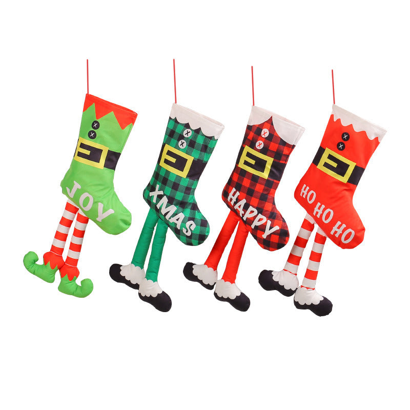 Long-Legged Elf Christmas Stockings for Playful Decor