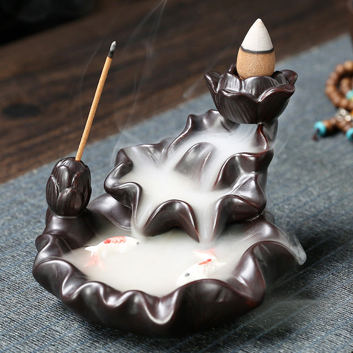 Backflow Incense Burner for Cascading Lotus Smoke