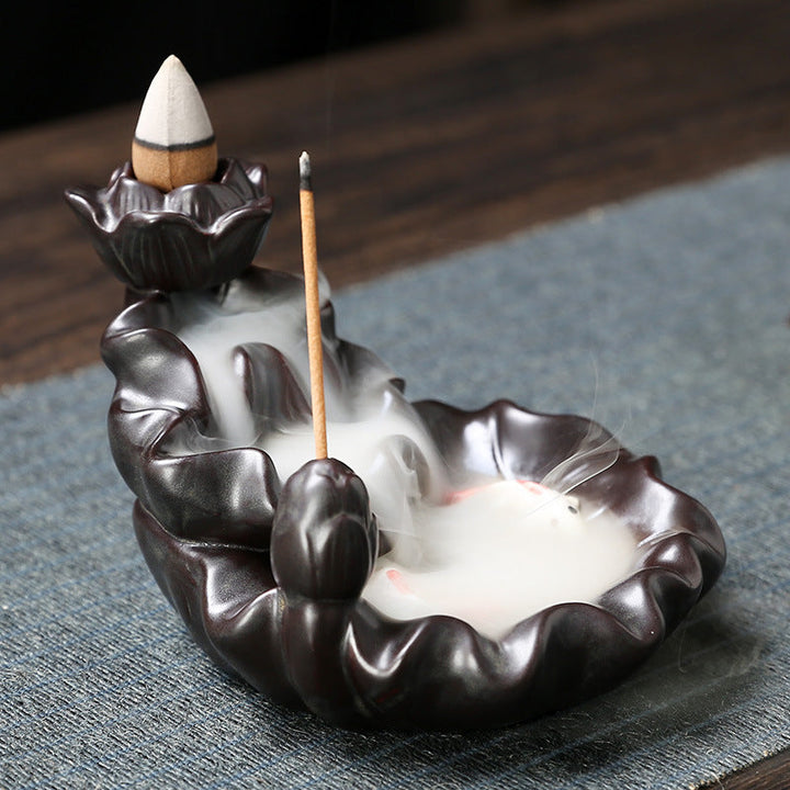 Backflow Incense Burner for Cascading Lotus Smoke