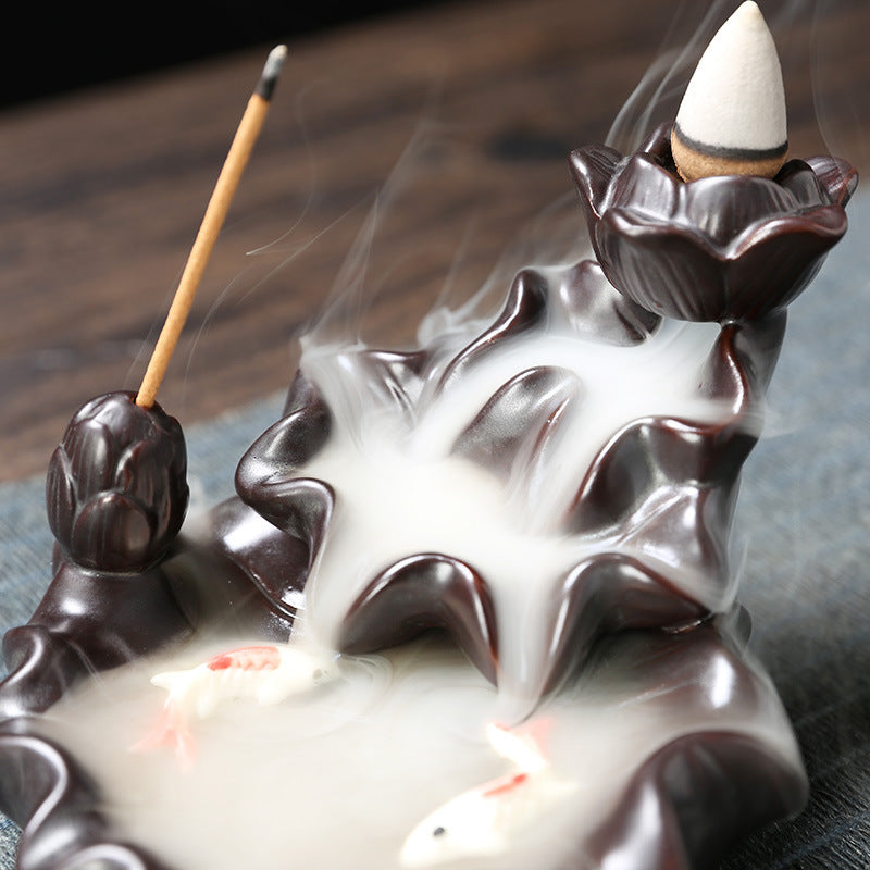 Backflow Incense Burner for Cascading Lotus Smoke