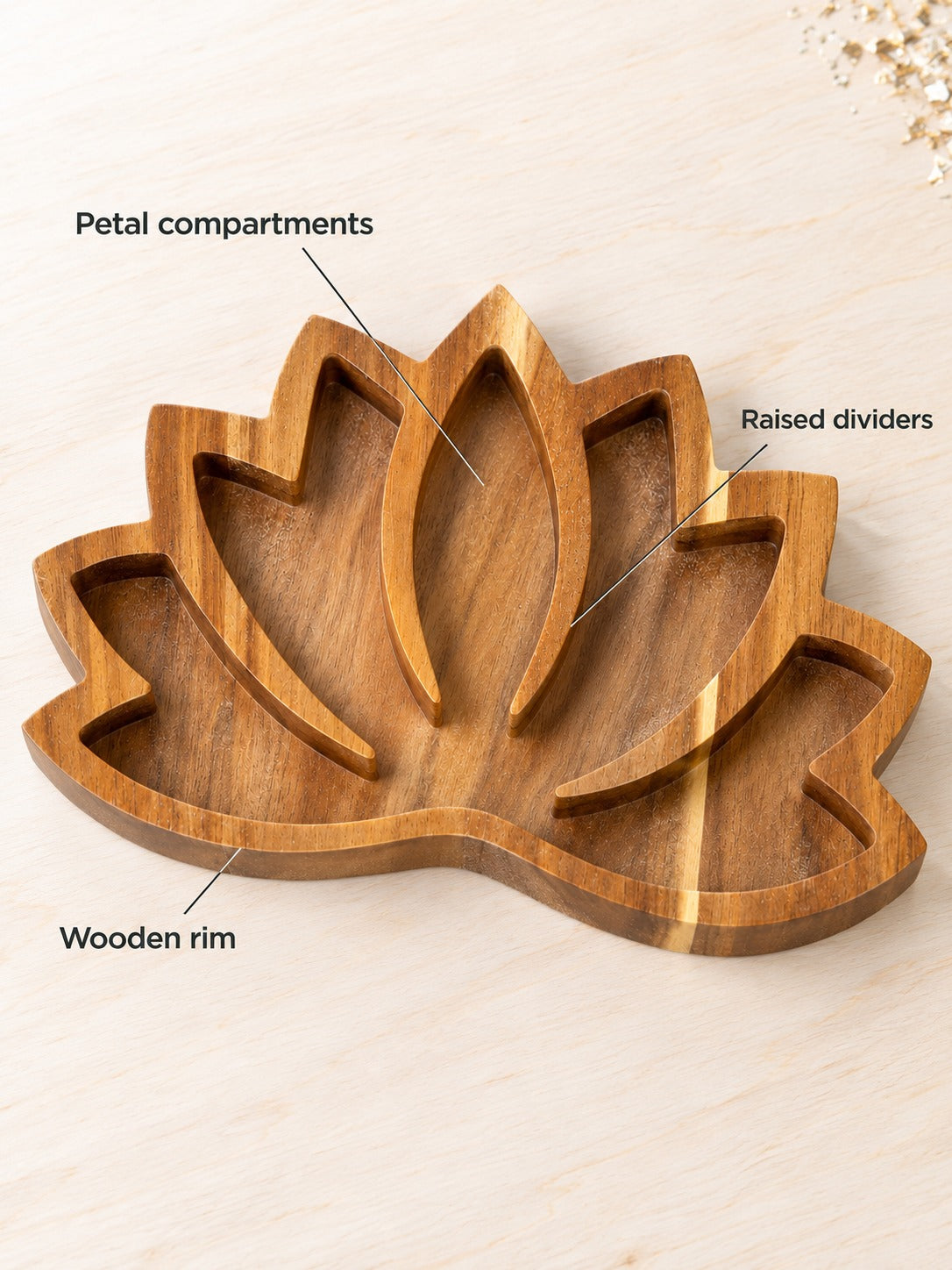 Lotus Wood Crystal Tray: Organize & Display Your Stones