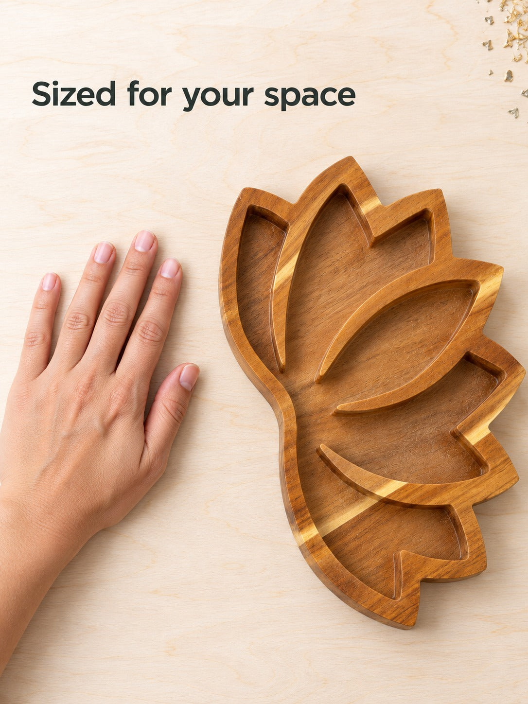 Lotus Wood Crystal Tray: Organize & Display Your Stones