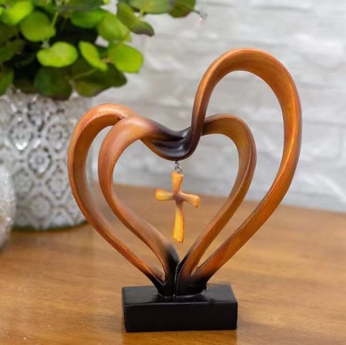 Resin Heart and Cross Ornament for Meaningful Decor