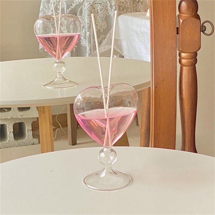 Heart-Shaped Glass Vase & Reed Diffuser Home Decor