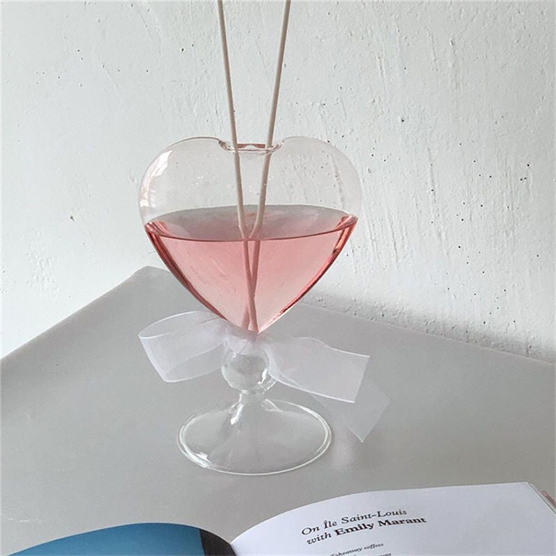 Heart-Shaped Glass Vase & Reed Diffuser Home Decor