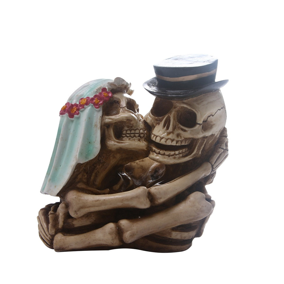 Gothic Skeleton Couple Ornament - Romantic Resin Decor