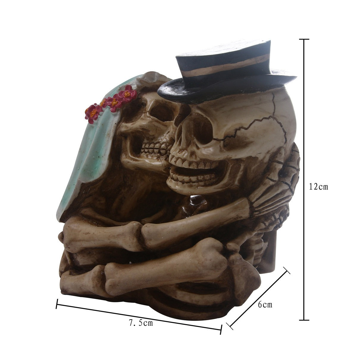 Gothic Skeleton Couple Ornament - Romantic Resin Decor